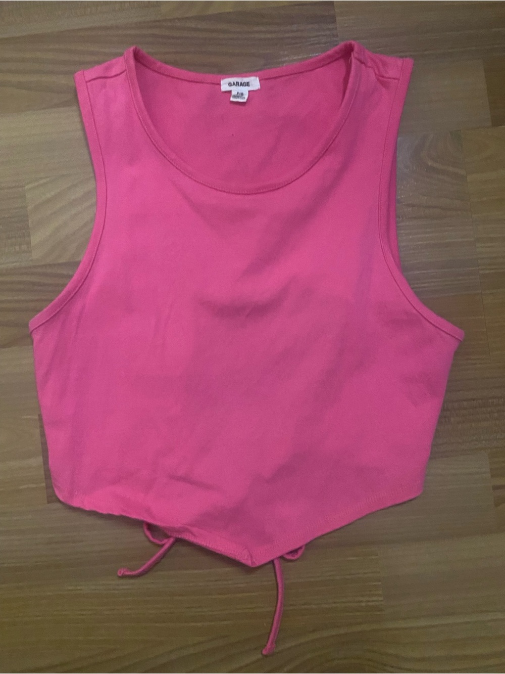 Garage Hot Pink Cropped Tank with Drawstring